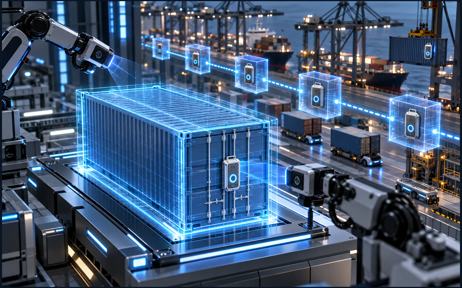 区块链供应链溯源的科技主题配图