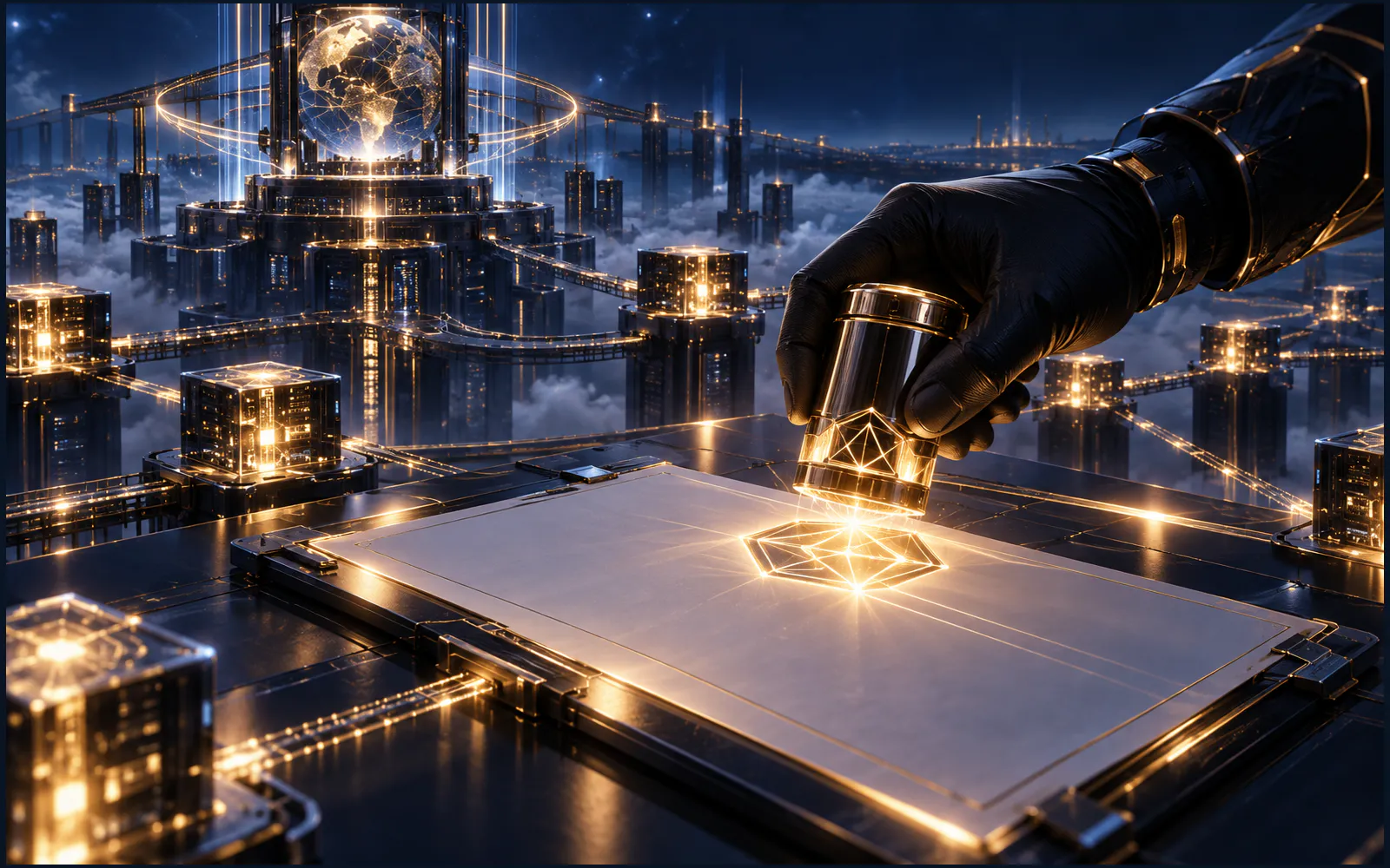 区块链技术数字签名的科技主题配图